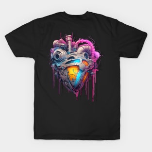 Pink cyber techno heart T-Shirt